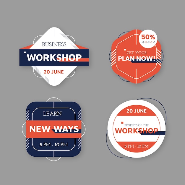 Free Vector minimal business workshop labels template