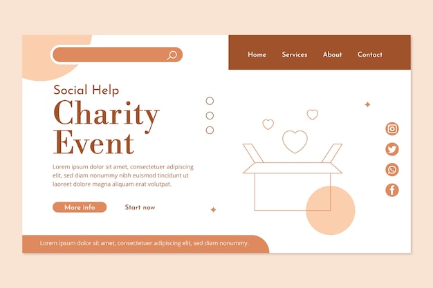 Minimal charity event landing page