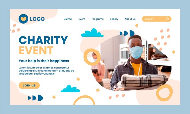 Minimal charity event landing page