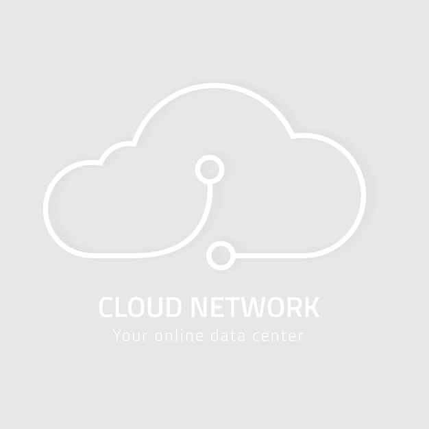 Minimal cloud icon vector digital networking system