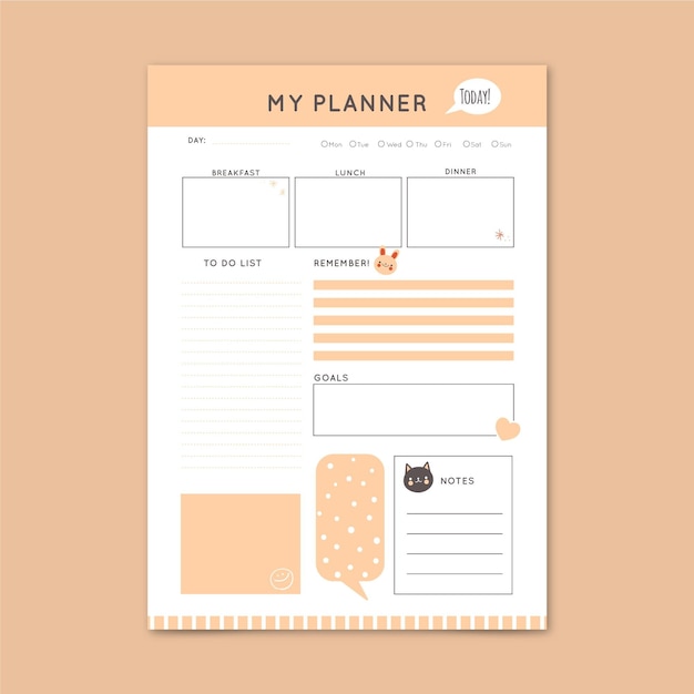 Minimal daily planner template