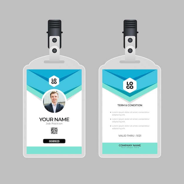 Free Vector minimal design id cards template with photo