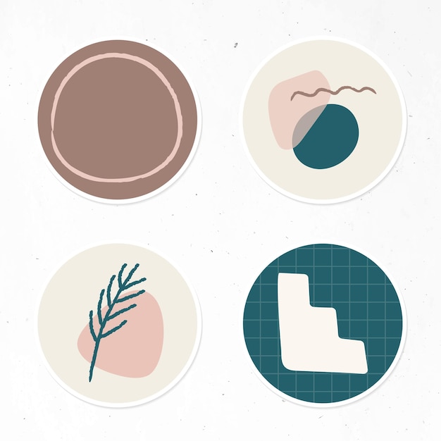 Free Vector minimal doodle social story highlights icon set vector