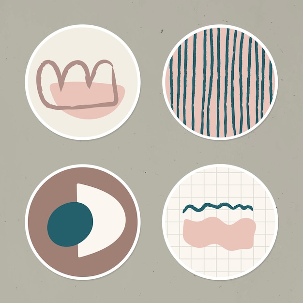 Free Vector minimal doodle social story highlights icon set vector