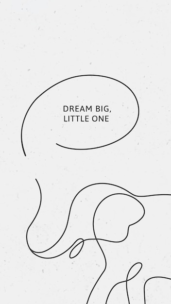 Free vector minimal elephant iphone wallpaper template vector, dream big little one