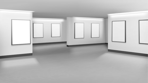 Minimal empty art gallery exposition