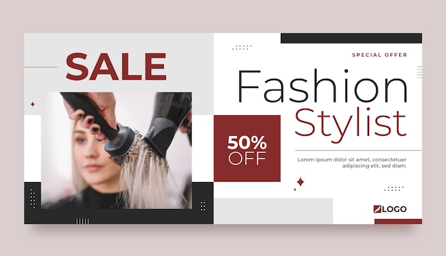 Free Vector minimal fashion stylist sale banner template