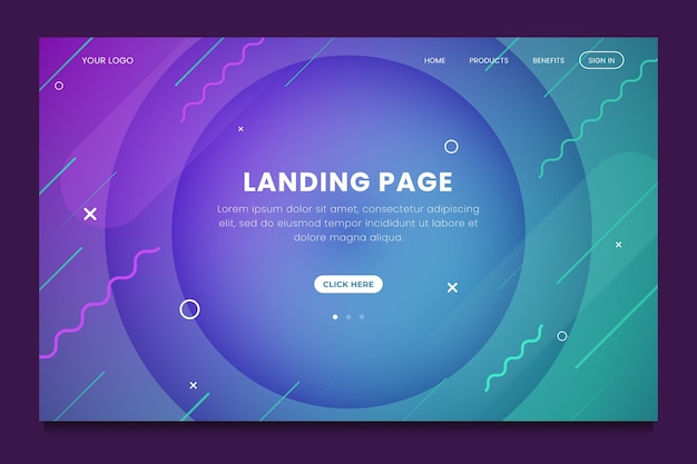 Minimal geometric landing page template