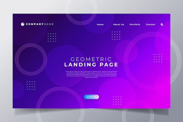 Minimal geometric landing page template