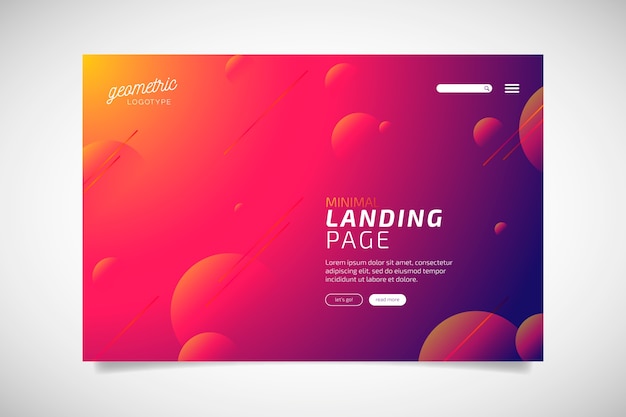 Minimal geometric landing page with gradient