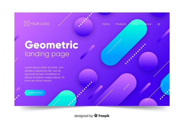 Minimal geometric landing page