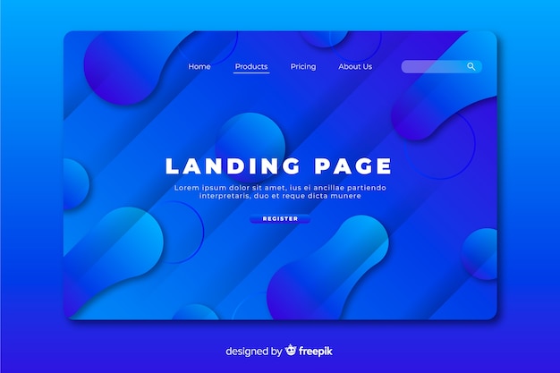 Minimal geometric with liquid effect landing page