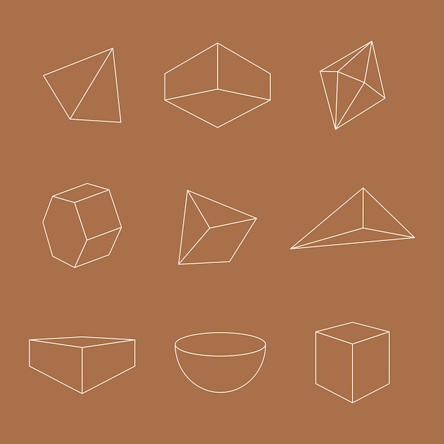 Free vector minimal geometrical shapes on brown background vector set