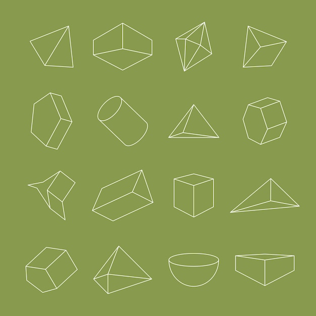 Minimal geometrical shapes on green background set