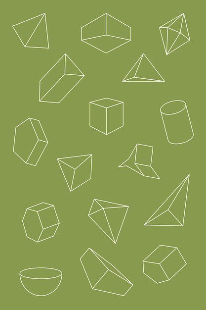 Minimal geometrical shapes on green background vector set