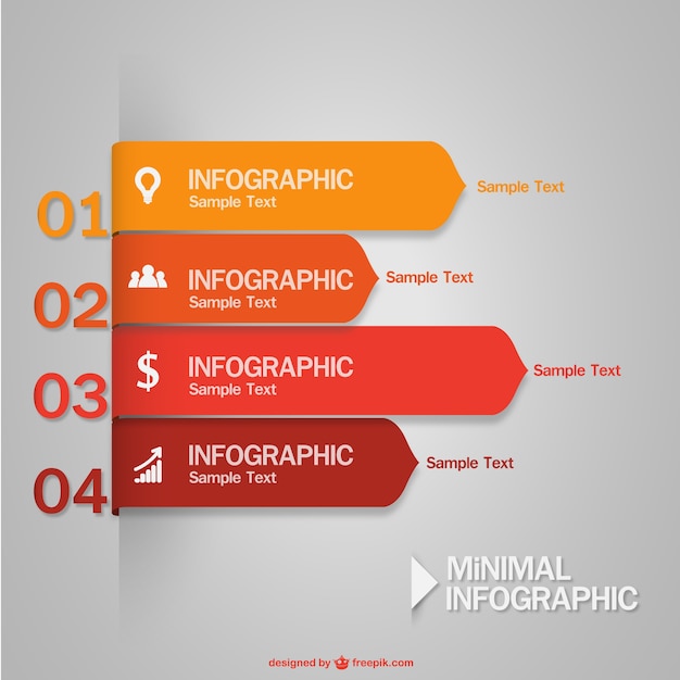 Free Vector minimal infographic in red and yellow tones