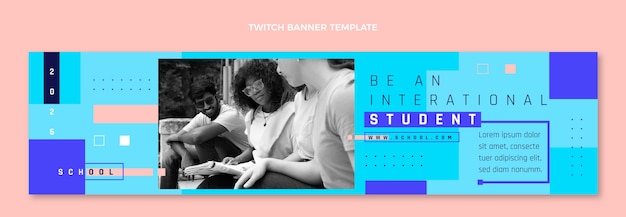 Minimal international school twitch banner