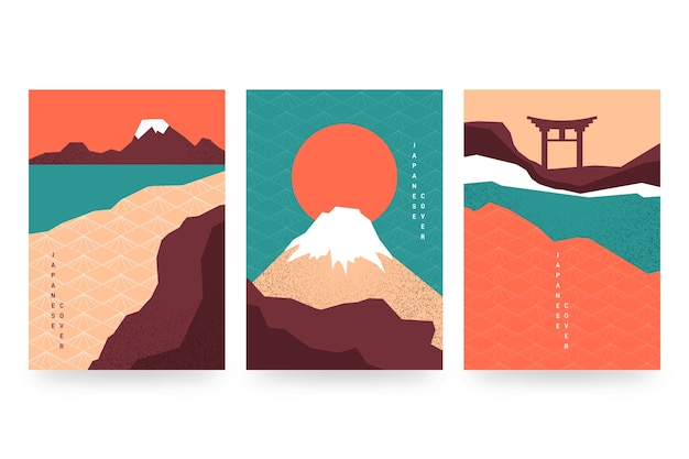 Free Vector minimal japanese cover collection style