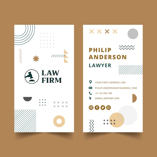 Minimal law firm vertical business card template