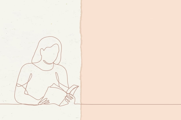 Free Vector minimal lifestyle background, cute pastel design, person reading a book illustration vector