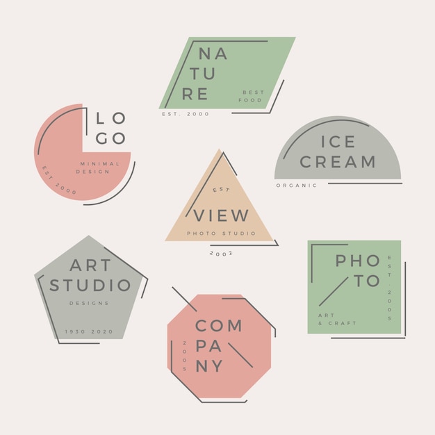 Free Vector minimal logo collection pastel design