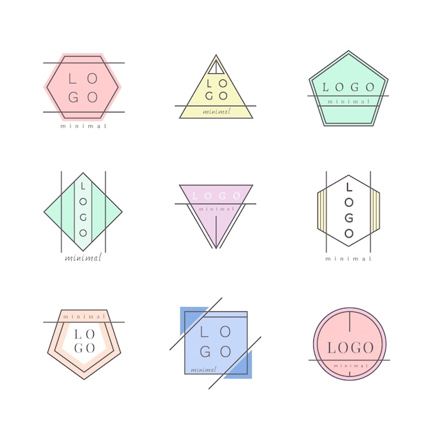 Free Vector minimal logo collection with pastel colors