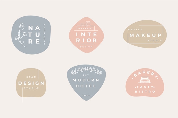 Free Vector minimal logo collection with pastel colors