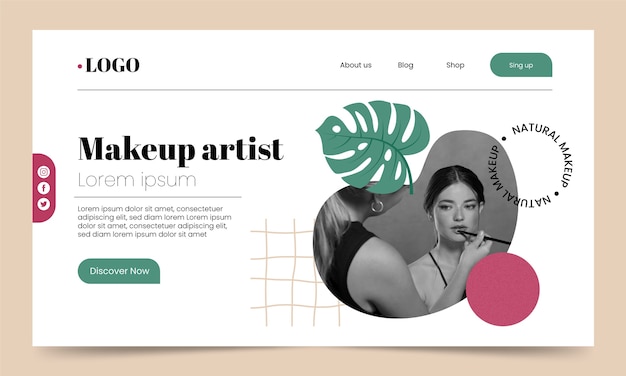 Minimal makeup artist landing page template