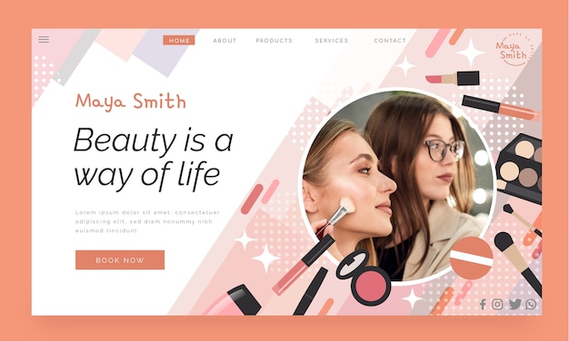 Minimal makeup artist landing page template