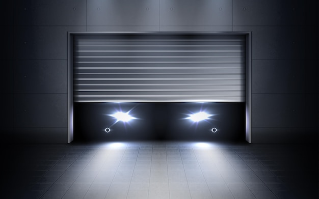 Minimal metallic garage for cars