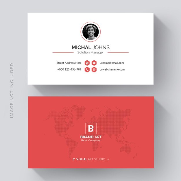 Minimal modern business card design with red details