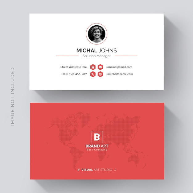 Minimal modern business card design with red details