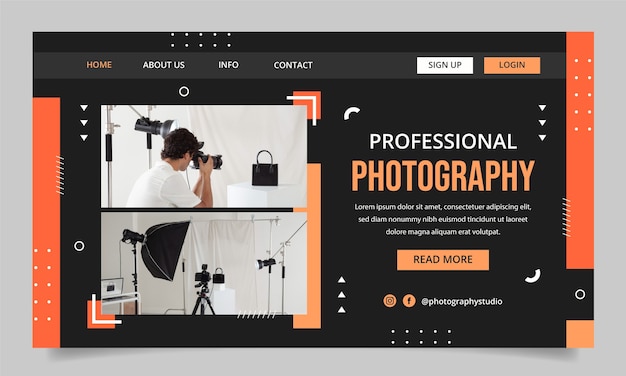 Free Vector minimal photography studio landing page