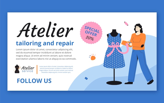 Minimal sewing atelier facebook template