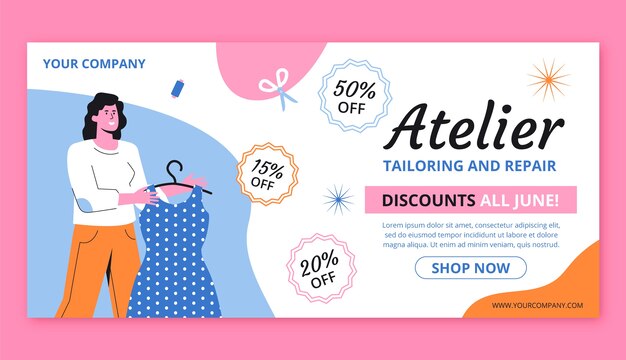 Minimal sewing atelier sale banner