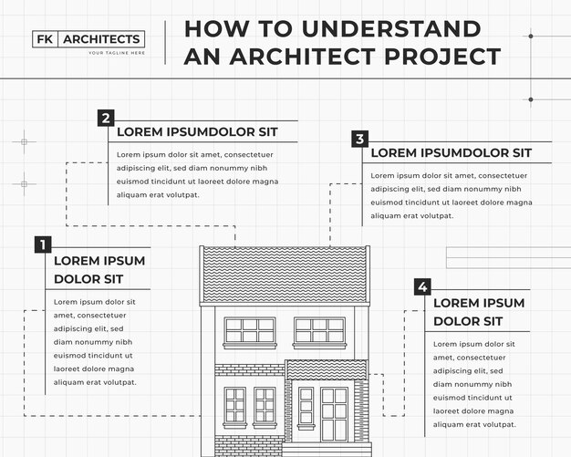 Minimal style architect infographic template