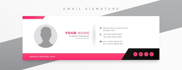 Minimal style email signature card template in horizontal design