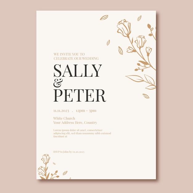 Free vector minimal style wedding invitation