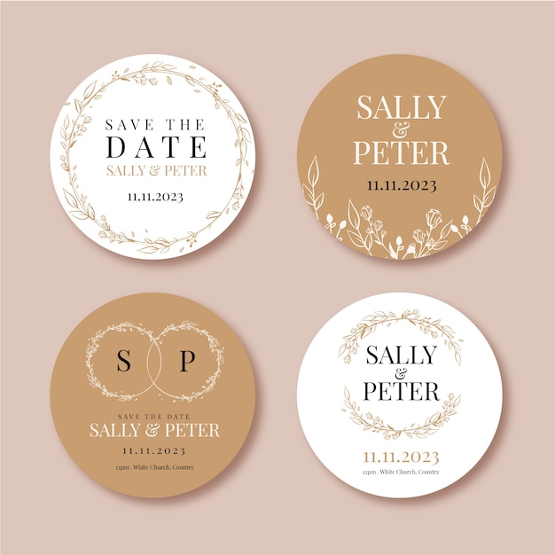 Minimal style wedding labels template