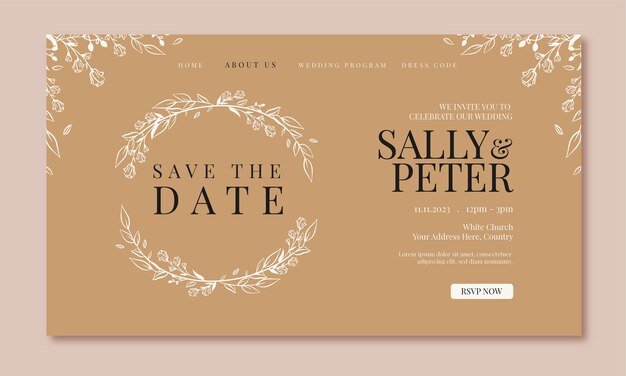 Minimal style wedding landing page template