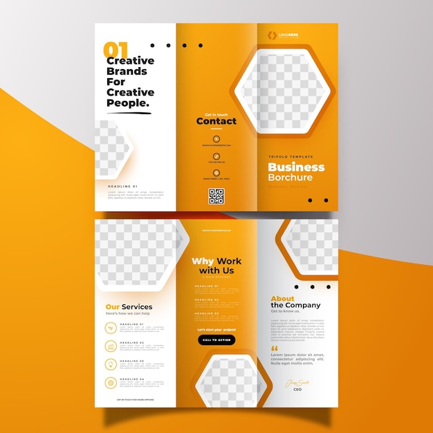 Free vector minimal trifold brochure template concept