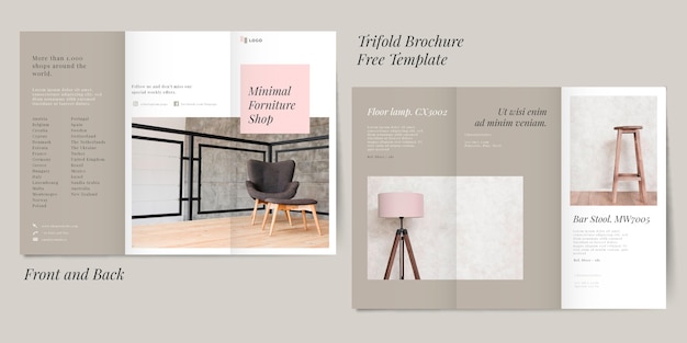 Free Vector minimal trifold brochure template with photo