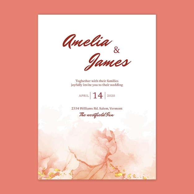 Minimal watercolor wedding card