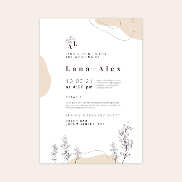 Free vector minimal wedding card template