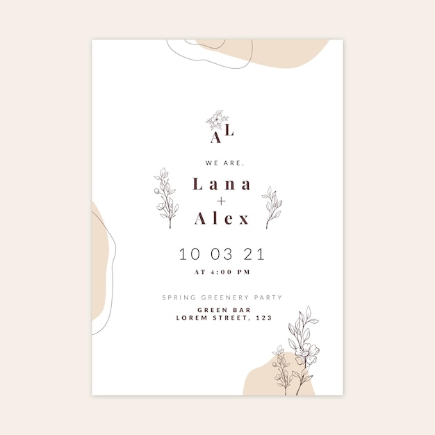 Free vector minimal wedding card template