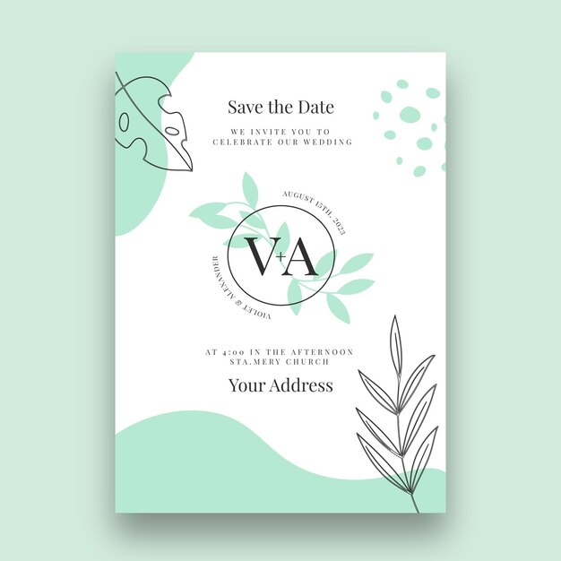 Minimal wedding card template