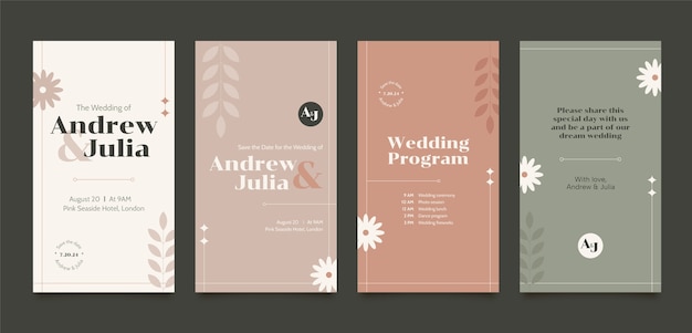 Minimal wedding celebration instagram stories