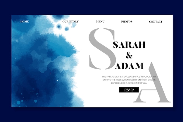 Minimal wedding landing page watercolor