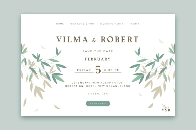 Free Vector minimal wedding landing page