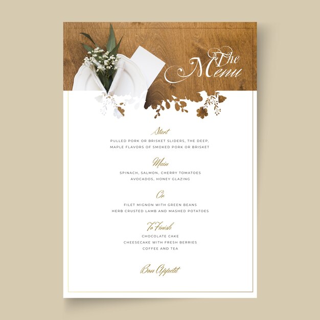 Minimal wedding menu concept